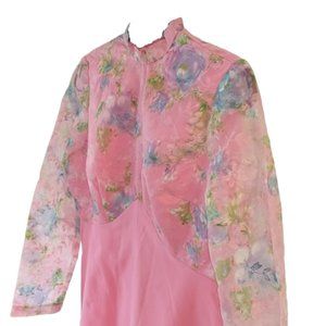 Vintage 1960s hot pink + flowers sheer prom XCX